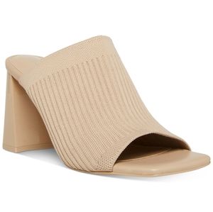 Madden Girl Wendi Heeled Sandals Womens size 7 Beige sand Knit Slides Shoes